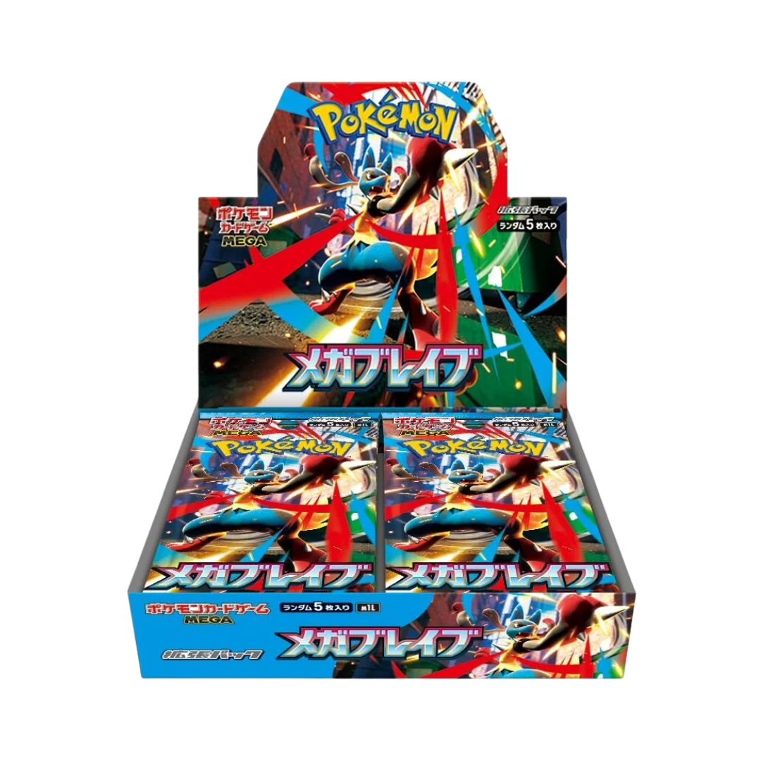 alt="Mega Brave Booster Box Japanese version"

alt="Sealed Pokemon Mega Brave booster box"

alt="Japanese booster box Pokemon TCG – Mega Brave"